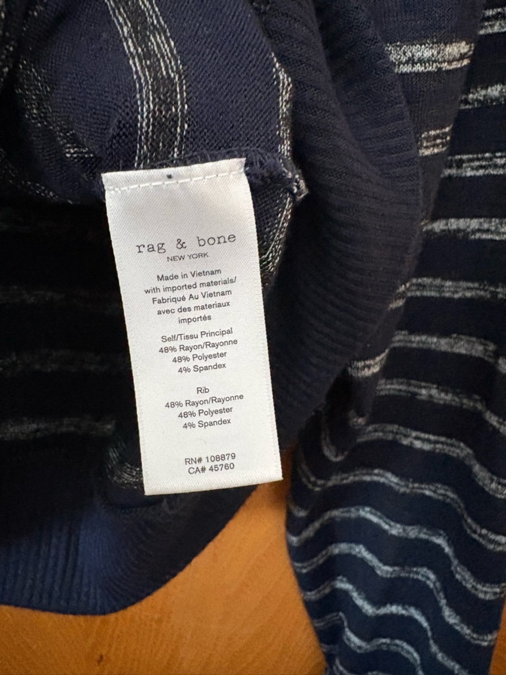 Rag & Bone Navy Crewneck stripe Sweater M - Picture 6 of 9